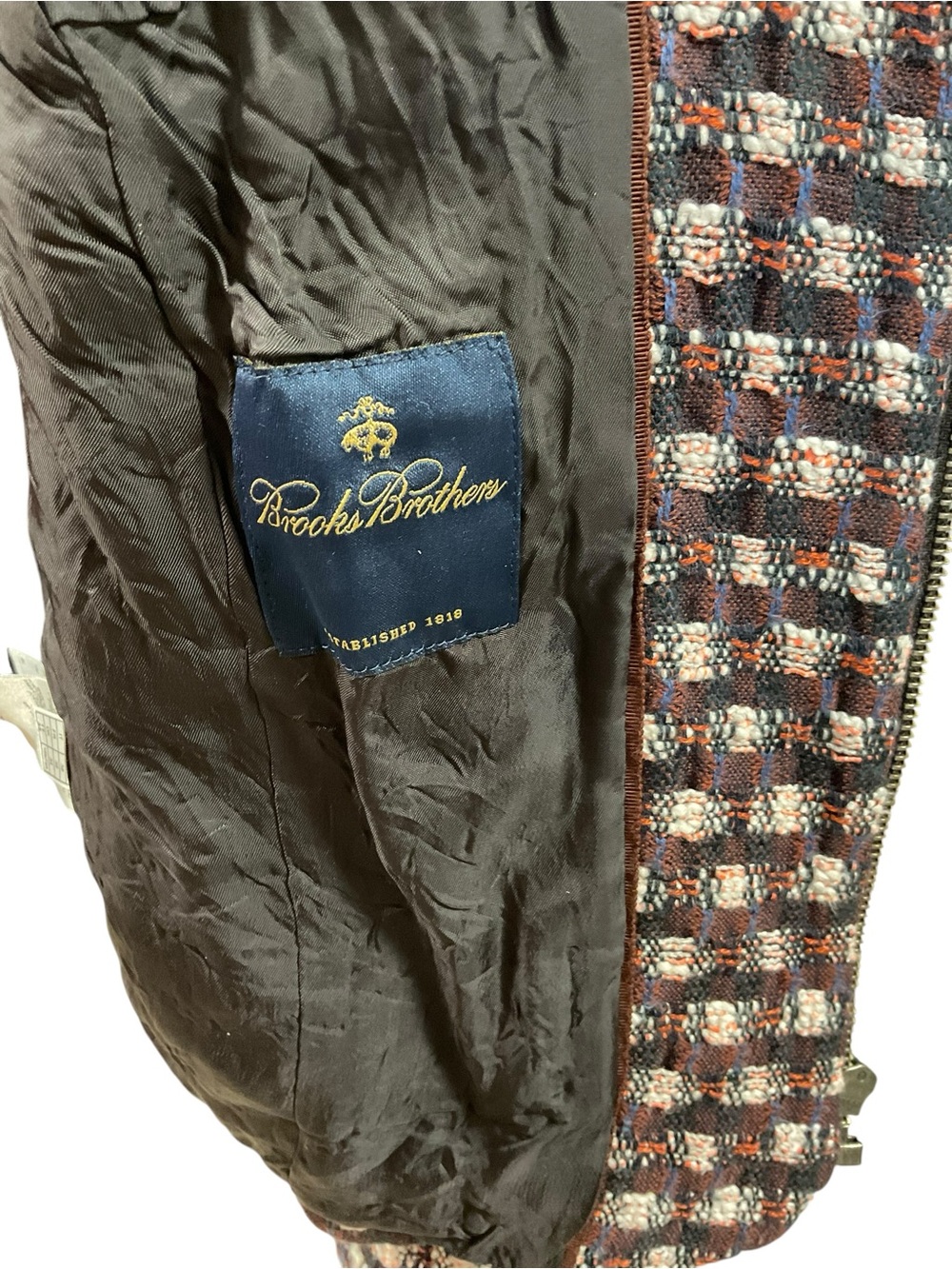 Brooks Brothers Navy and Brown Tweed Cropped Blazer - Picture 13 of 16